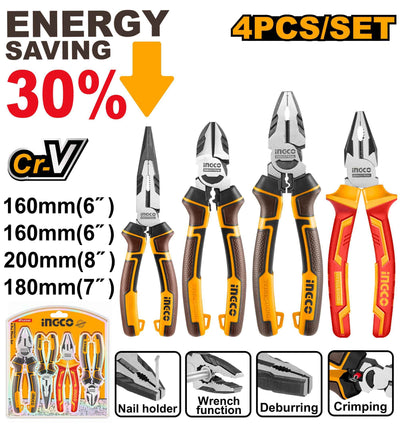INGCO 4 Piece Pliers set | HKPS28458